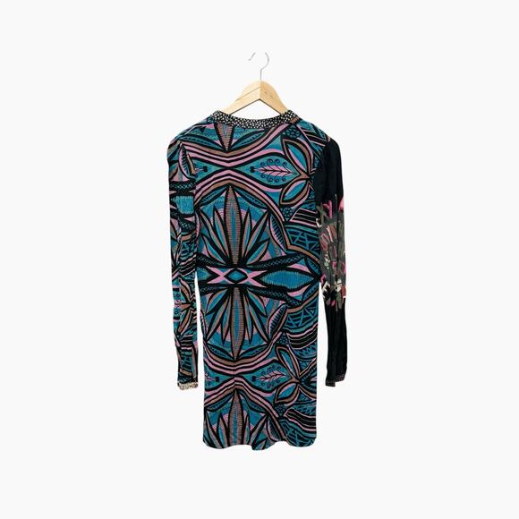 Custo Barcelona Knee Length Dress Blue Print Women’s Size 2 Small - Picture 10 of 12